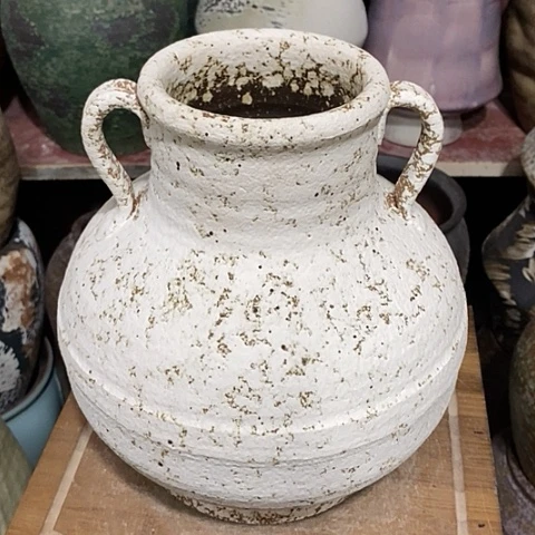 紫砂花盆口15高27，白泼墨