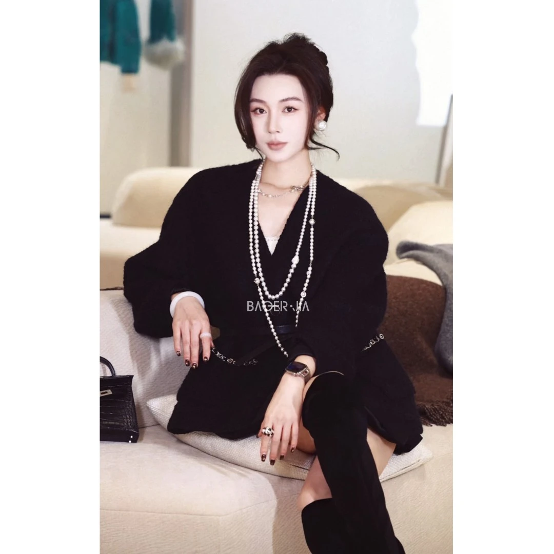 50-【黑珍珠】宝儿家含幂BS09425412早春款阿尔巴卡羊驼毛时尚大衣