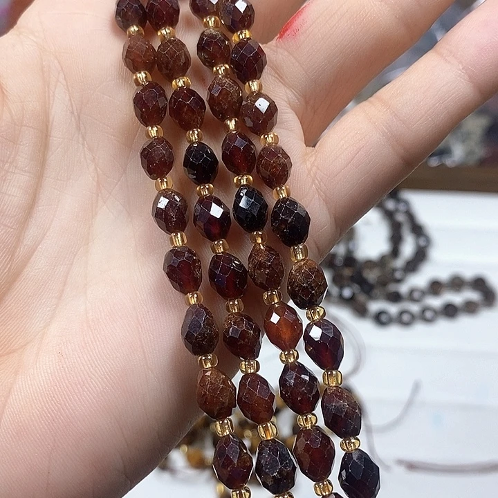 玛瑙/玉髓未镶嵌珠宝半成品天然橙石榴石切面哦米珠卡6*8mm