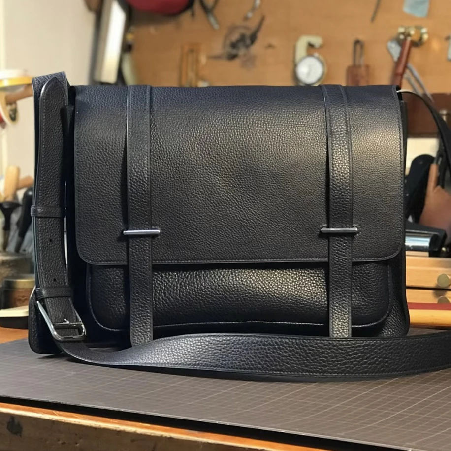 95新 Hermes/爱马仕 【冰】黑银斜挎邮差包