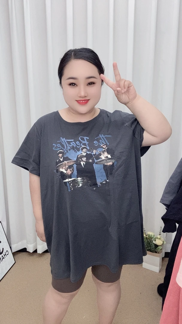 外贸纯棉T恤灰色音乐