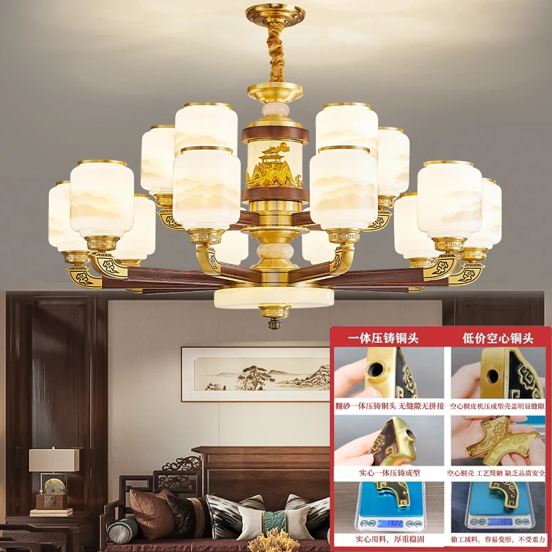 新中式家用珐琅彩餐厅大气客厅吊灯自建房客厅餐厅吊灯酒店大堂灯