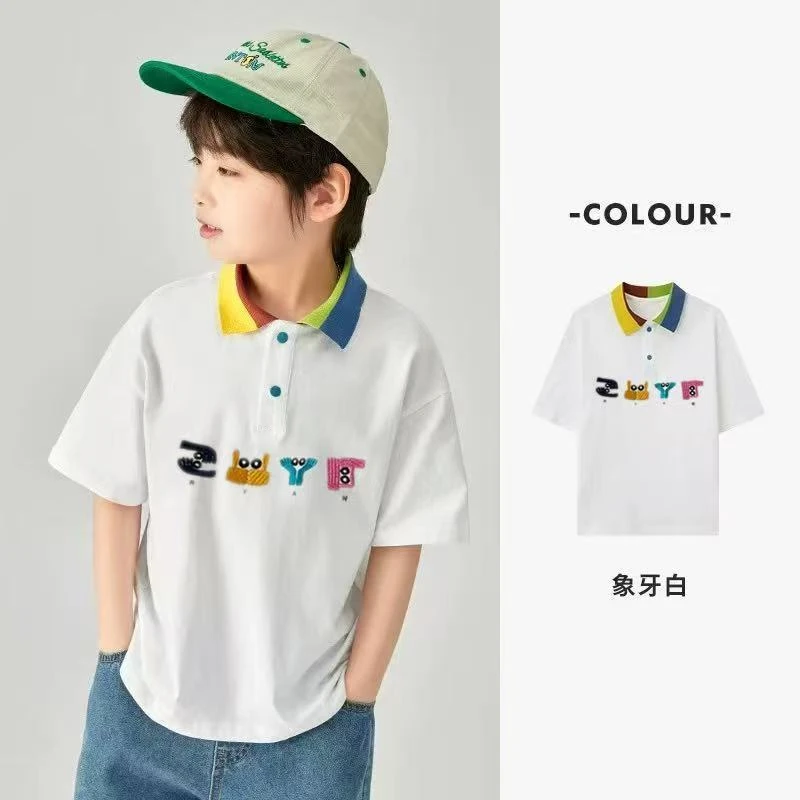 《高定刺绣糖果色系》男女童短袖洋气上衣童装polo夏季儿童绣花新款