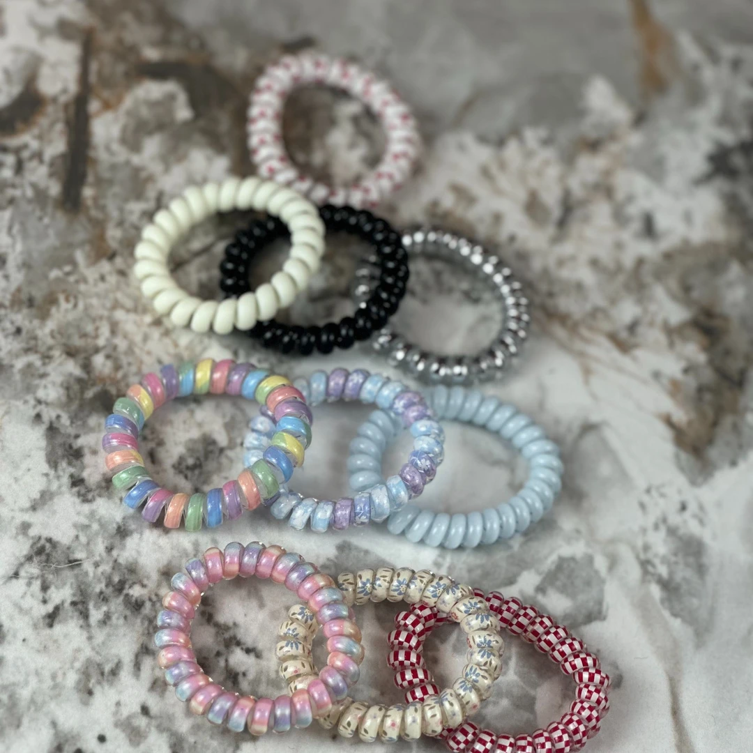 【对对碰】电话线 搭彩圈清新甜美韩系头绳女弹力发圈皮筋头绳简约