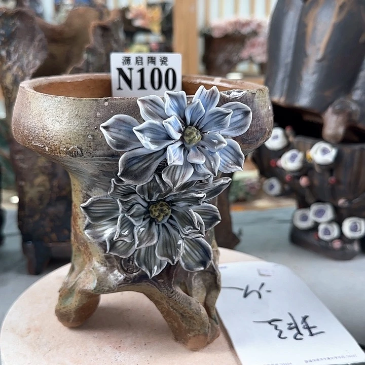 紫砂花盆景德镇陶瓷多肉花盆100