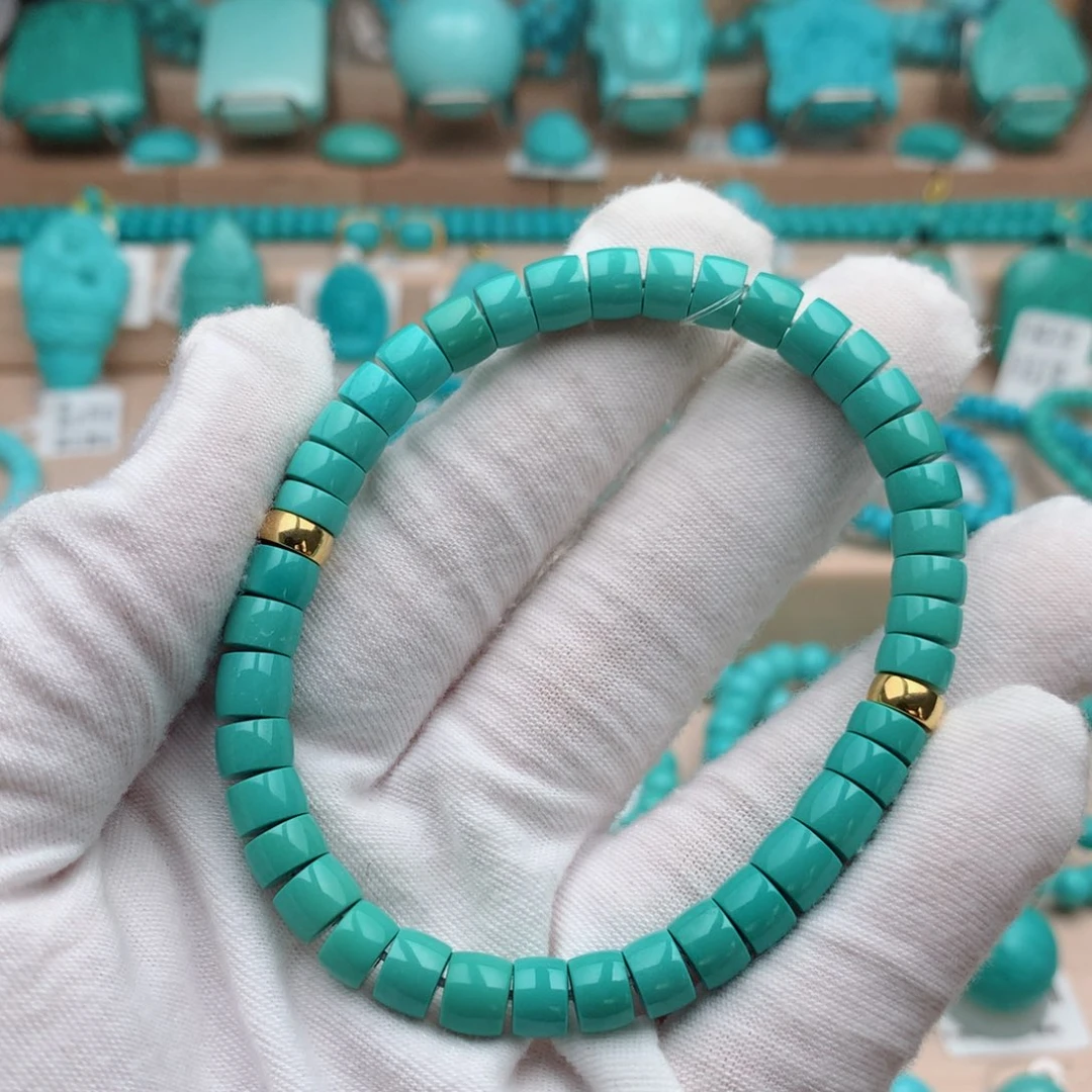 18K金镶嵌绿松石珠宝奇石6.5mm