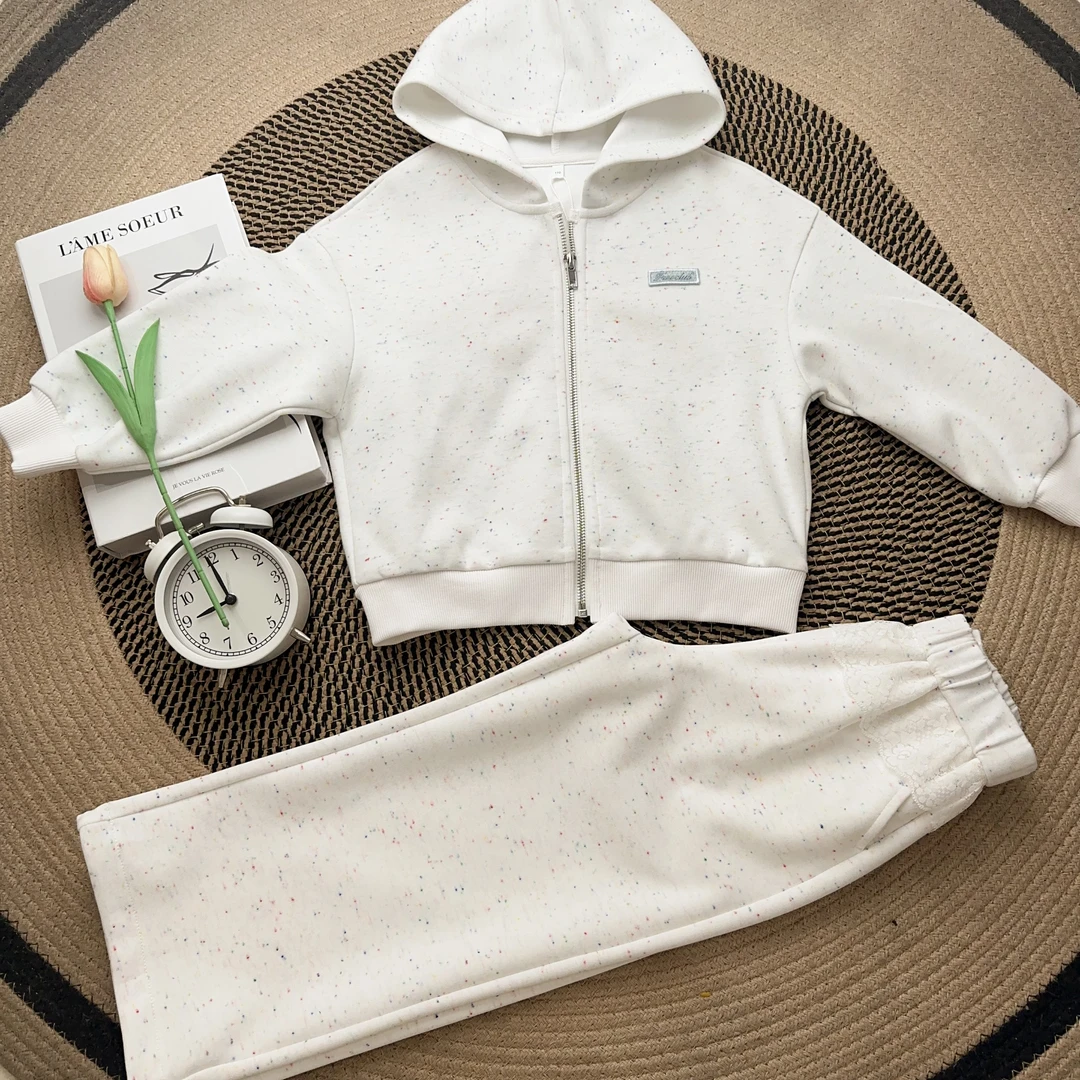 【亲子装】女童春秋儿童运动针织休闲宝宝春季纯色带帽卫衣外套