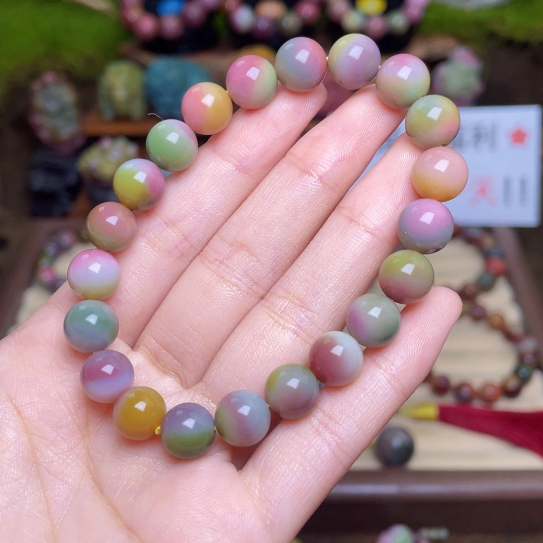 ****小玛瑙/玉髓未镶嵌珠宝半成品盐源玛瑙炫彩手串