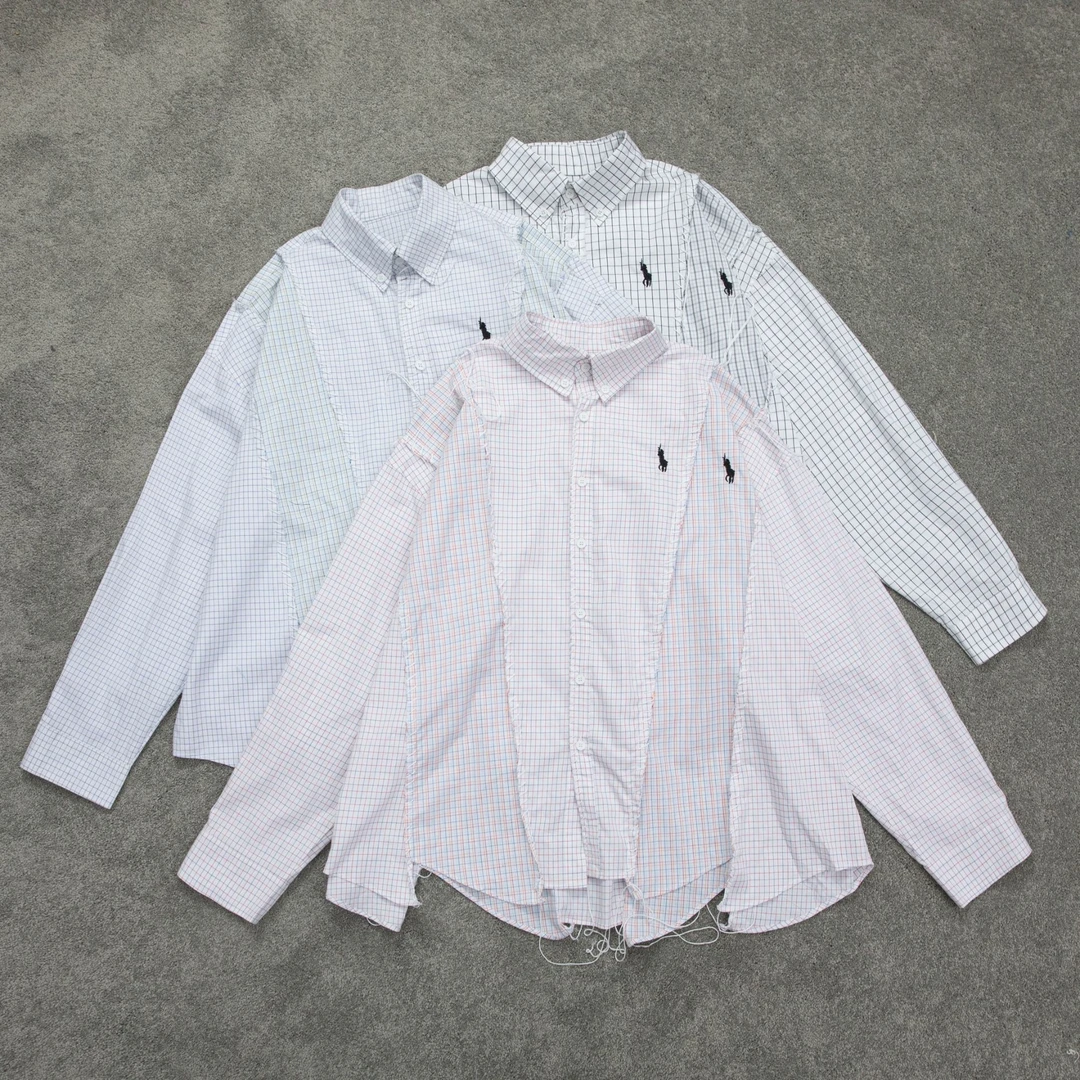 S123日系小众格纹长袖衬衫男2025新款休闲宽松街头痞帅开衫外套