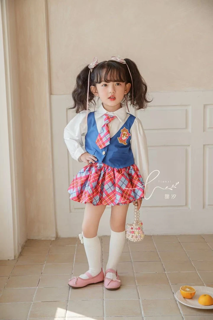 【德兰西】春款女童宝宝学院风jk套装86010