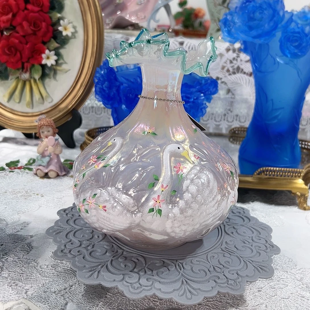 陶瓷0043福利粉色天鹅花瓶