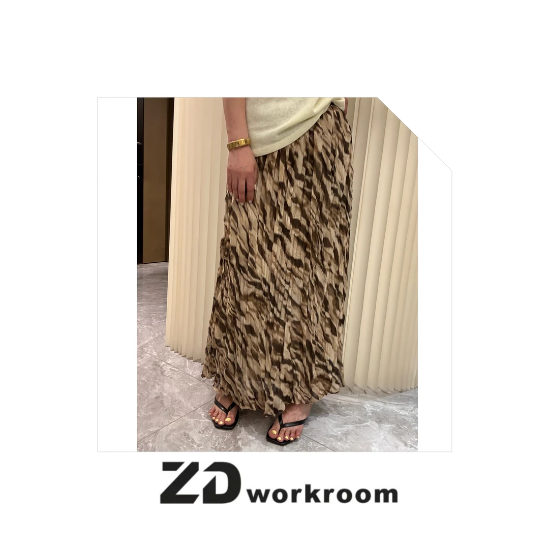 【Z.D/WORKROOM】25/26小众复古碎花豹纹褶皱中长款半身裙