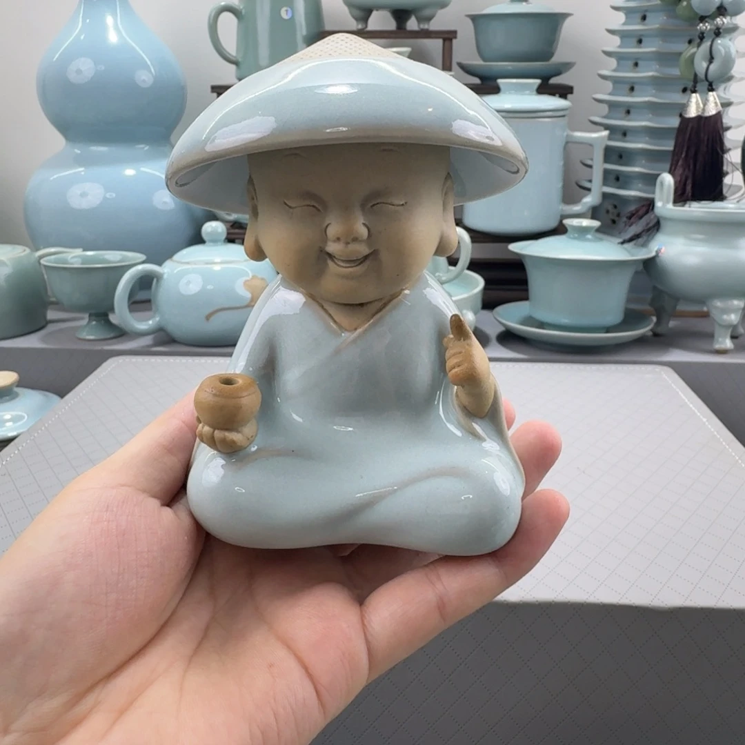 摆件汝窑天青釉和尚茶漏