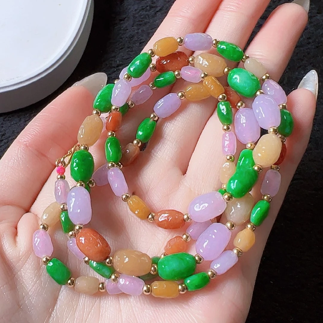 翡翠颈饰18K金镶嵌签收后24小时鉴赏期，过时不退