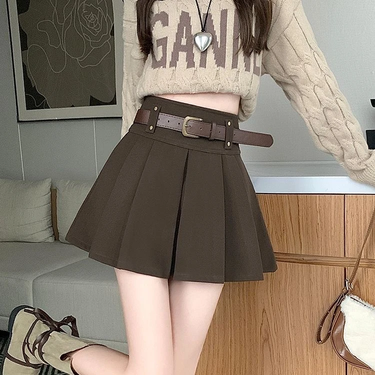 秋冬毛呢百褶裙女短裙2025新款今年流行高腰显瘦时尚冬季半身裙潮