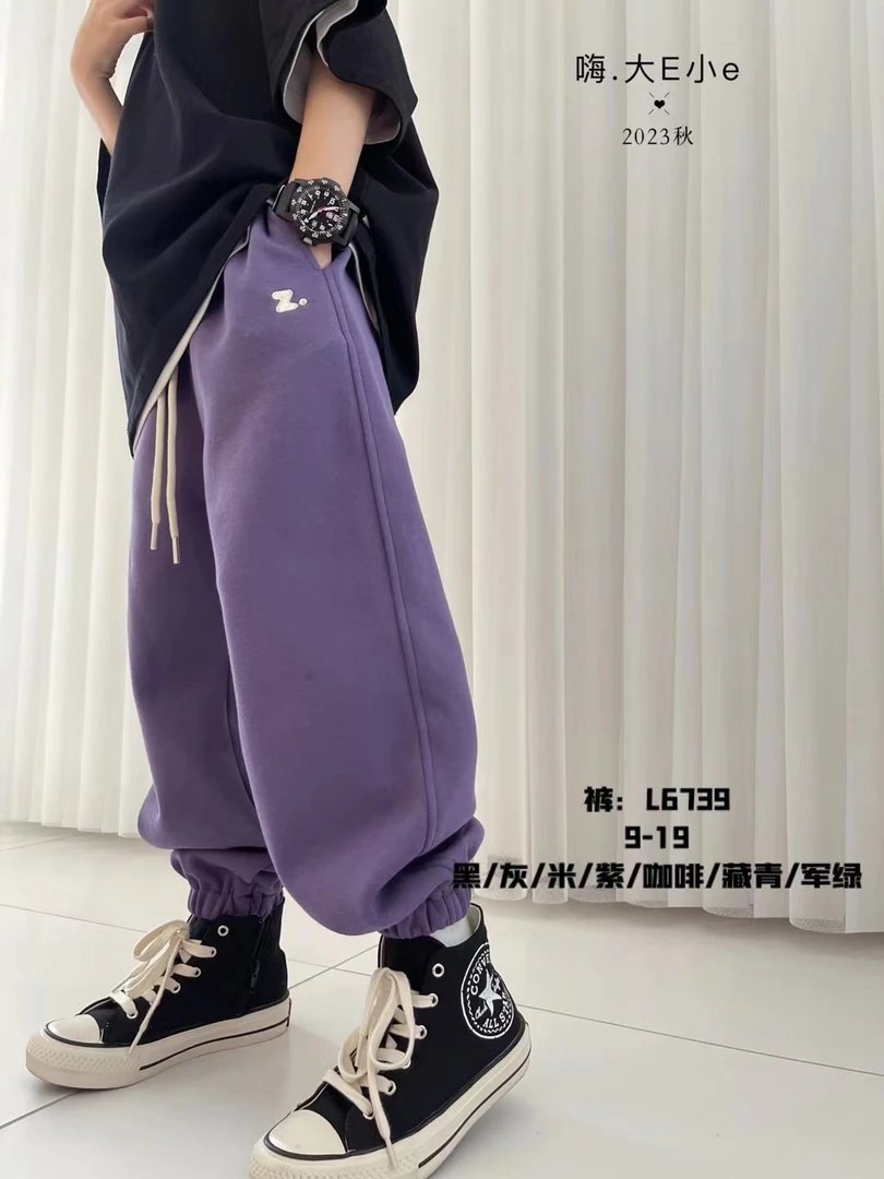 大E小e童装春秋季裤子6739儿童字母休闲运动裤男女童百搭休闲裤潮
