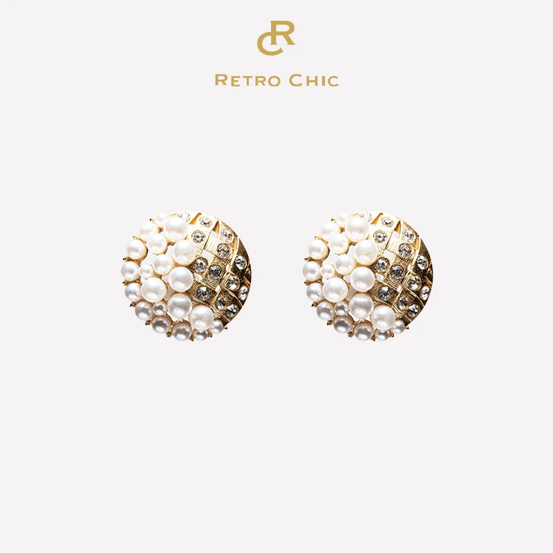 铜合金耳饰 RC RETRO CHIC 意大利复古时尚首饰 编织鎏珠耳钉