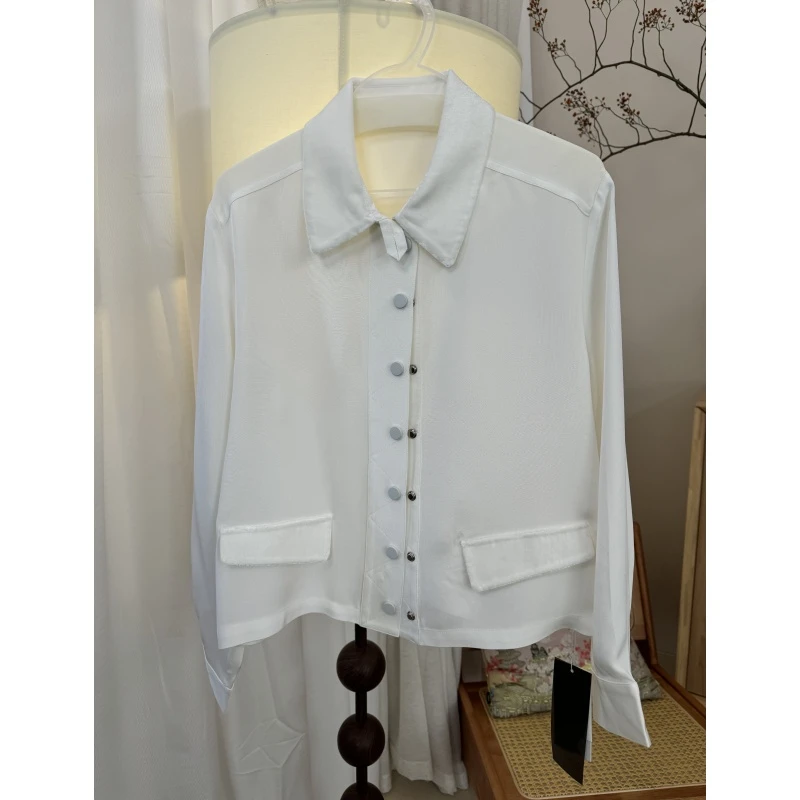 2025新款100%桑蚕丝白色绿色土黄色黑色外套SD24222