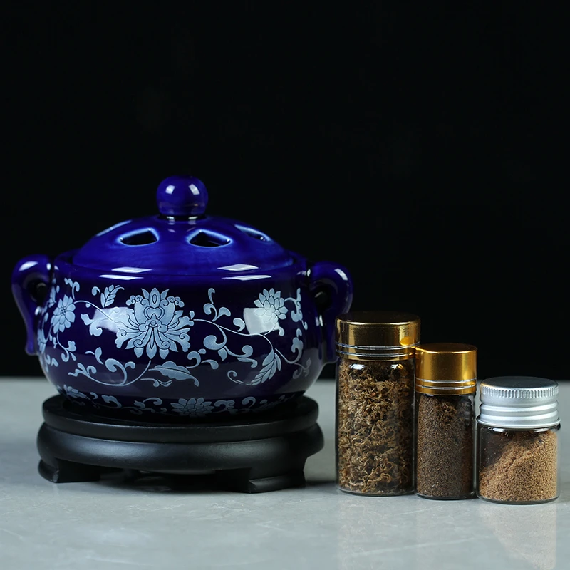 汇安【景泰蓝】电熏炉+配3款熏香料勾丝/檀香粉/种植奇楠粉