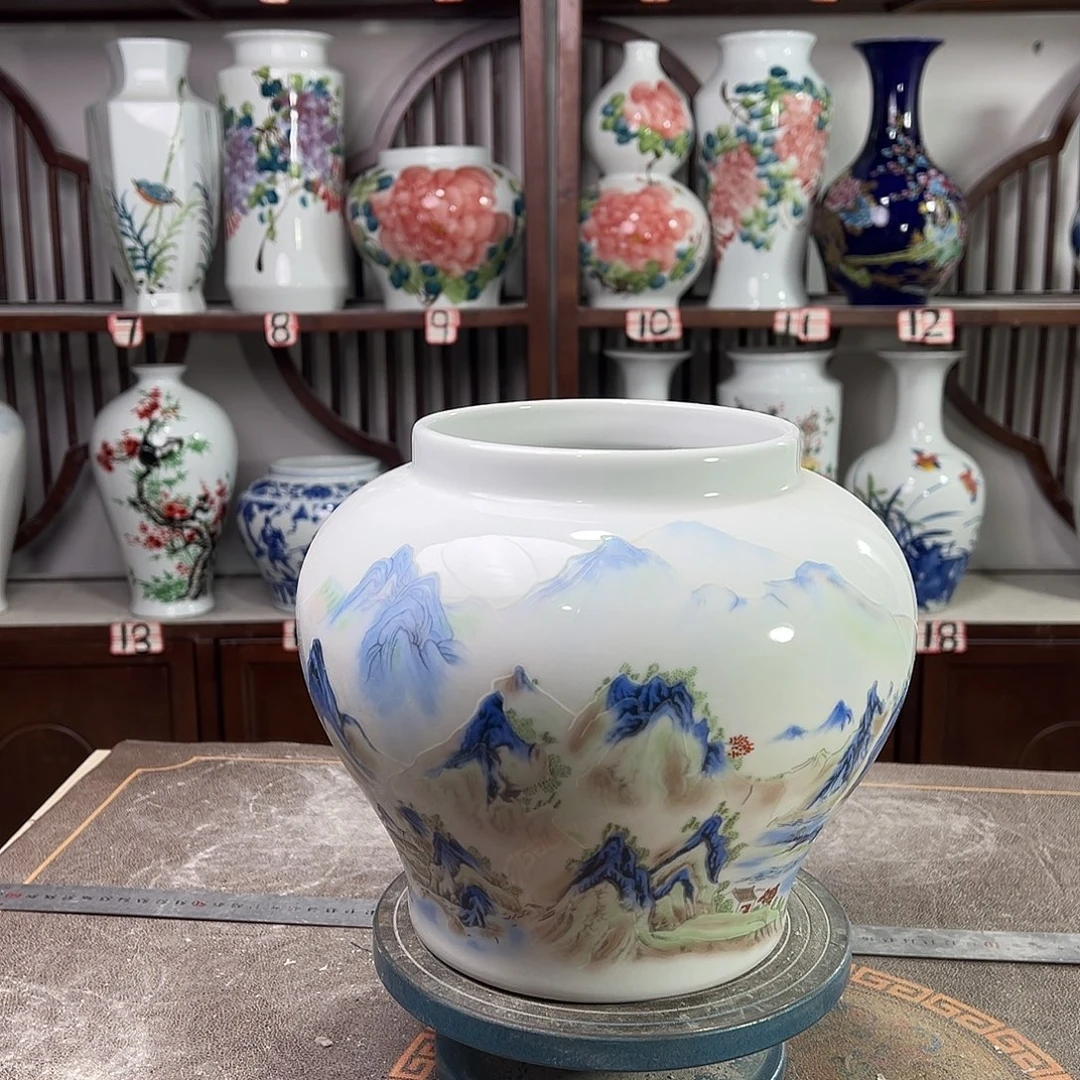 摆件陶景德镇陶瓷大口千里
