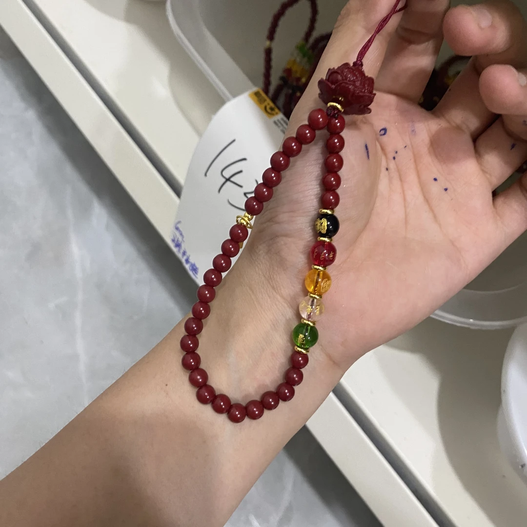 含辰砂工艺品6mm五路财神手机链包挂143