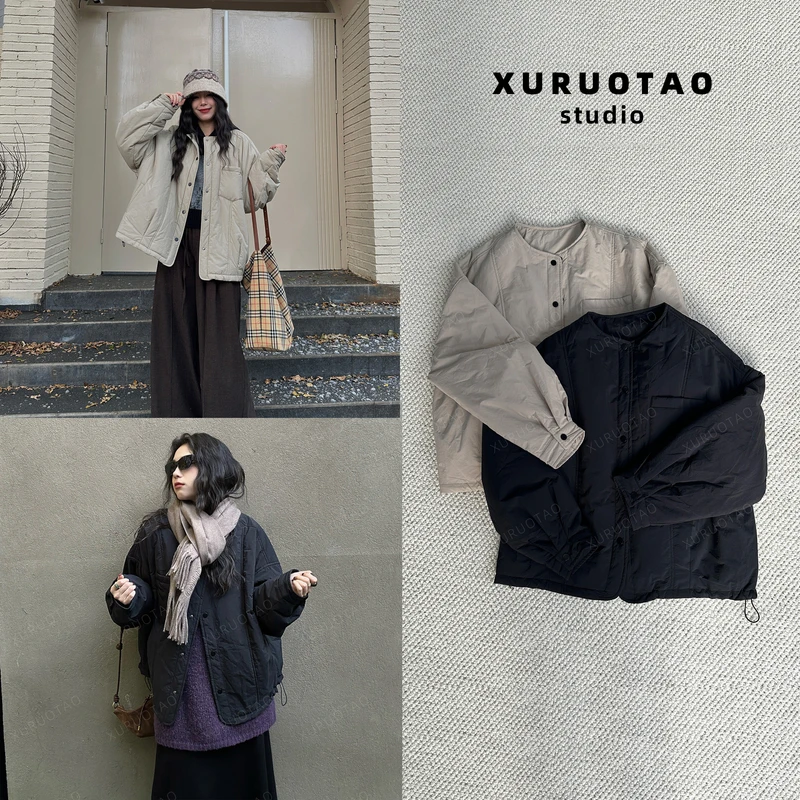 XURUOTAO 【极简欧包】圆领极简耐看百搭保暖显瘦棉服外套 T6095