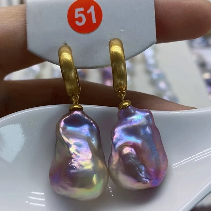 银S925镶嵌耳饰淡水珍珠