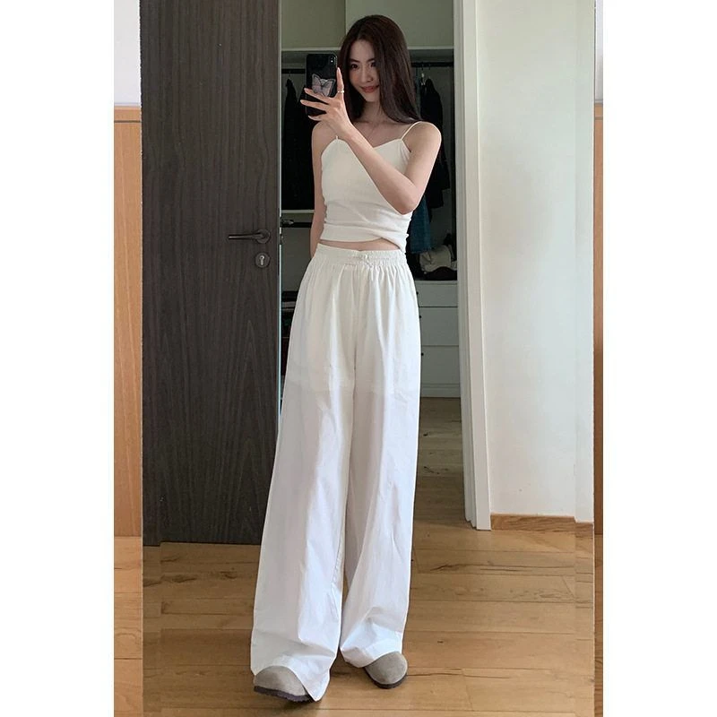 韩版楠涛裤女抽绳2025休闲感工装裤宽松松弛百搭高显瘦腰春季拖