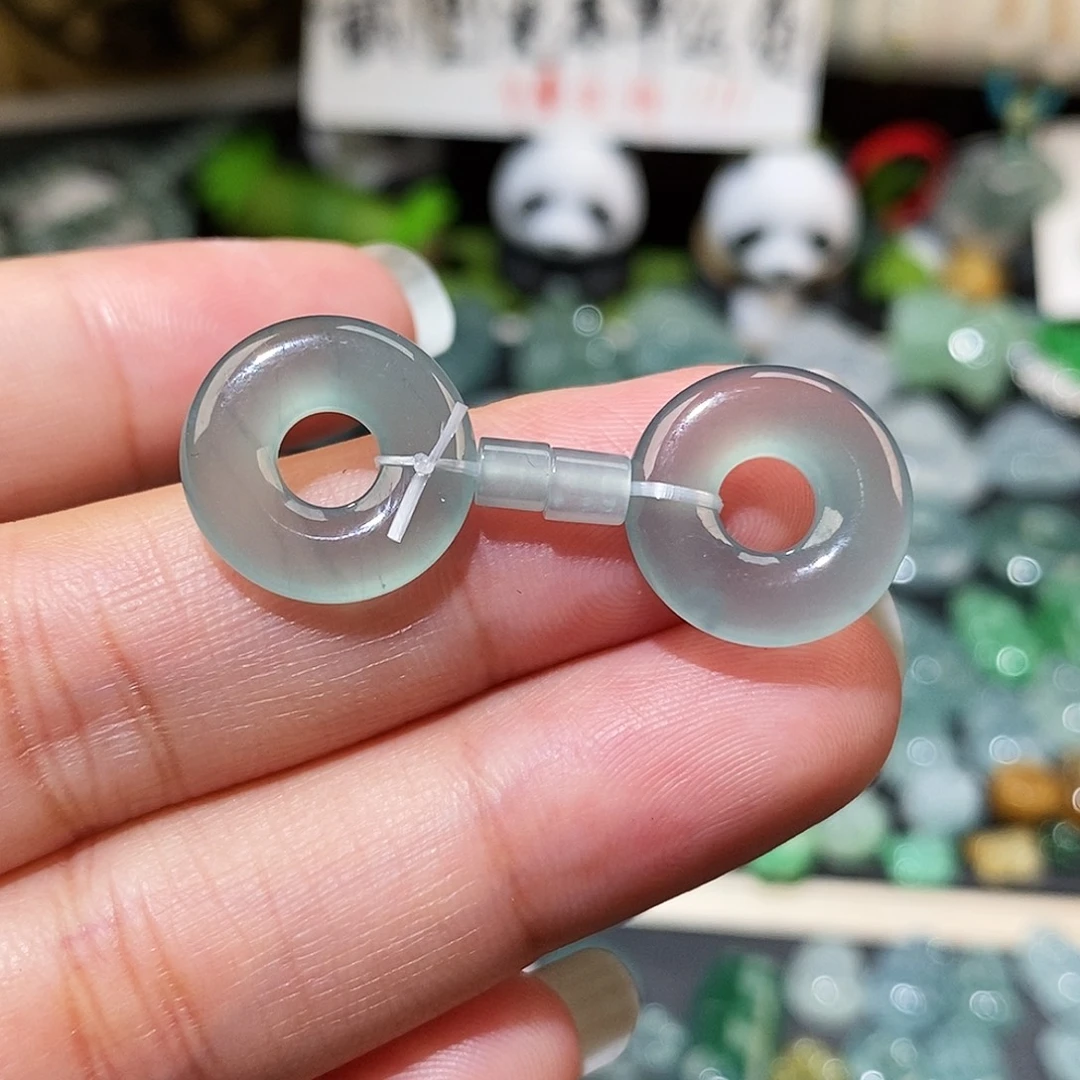 翡翠未镶嵌颈饰冰种甜甜圈一对