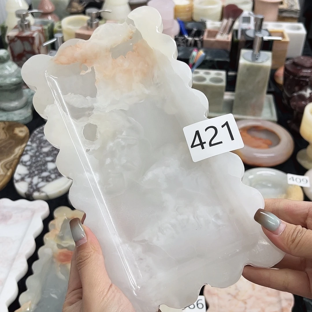 石材421号红花冰飘花饼干盘