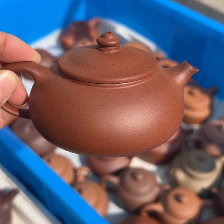 紫砂茶壶朱泥寒江150c c