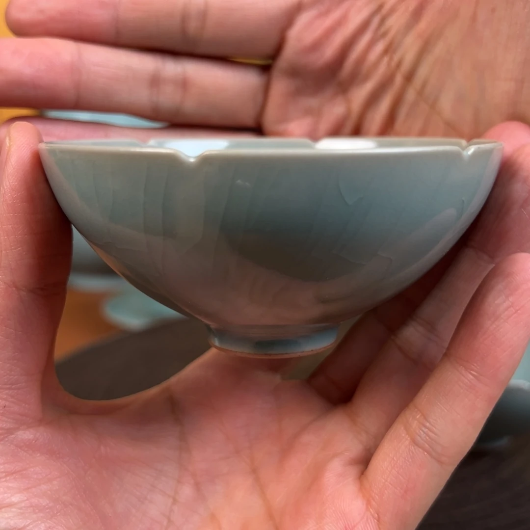 杯明***睛仿古鸡心盏葵口主人杯福利