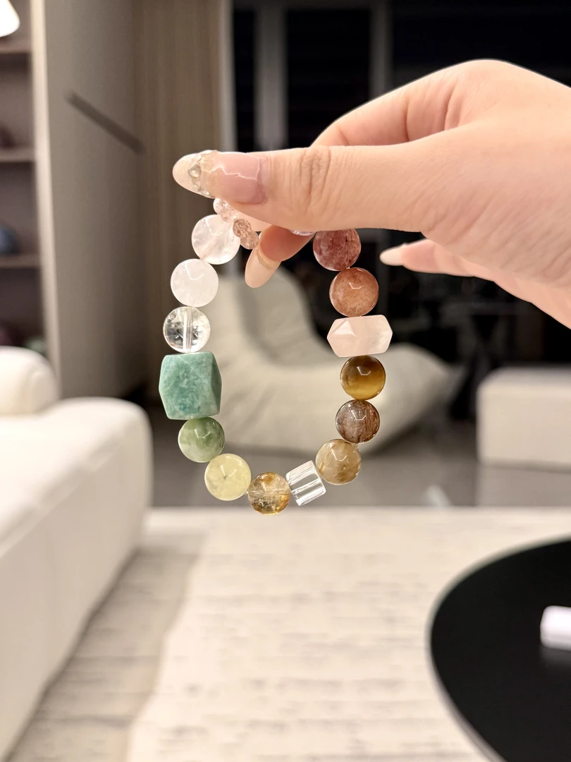 【桃禧】春不晚 12-13mm天然水晶多宝手串 高级简约