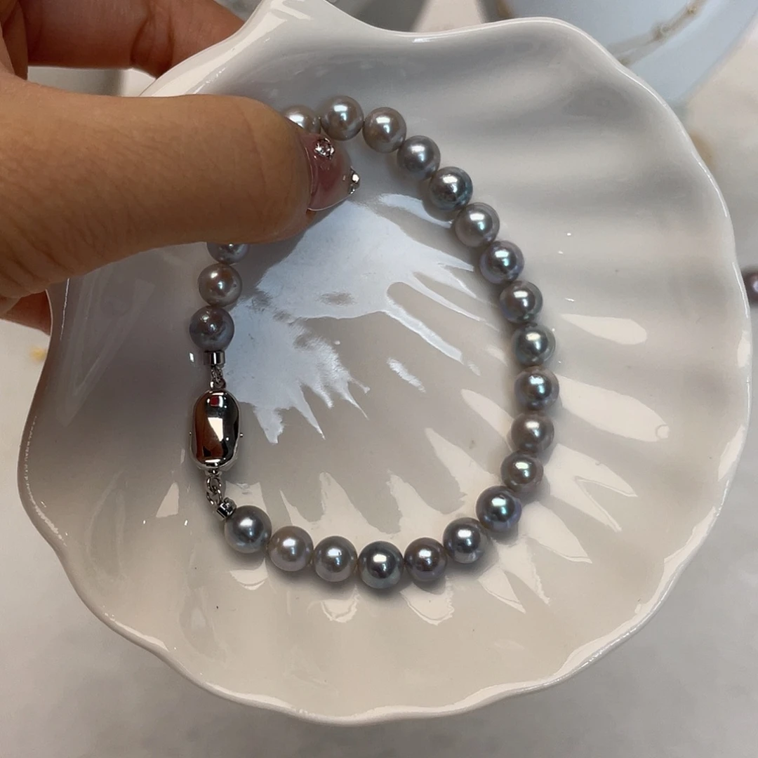 海水珍珠手绳银S925镶嵌