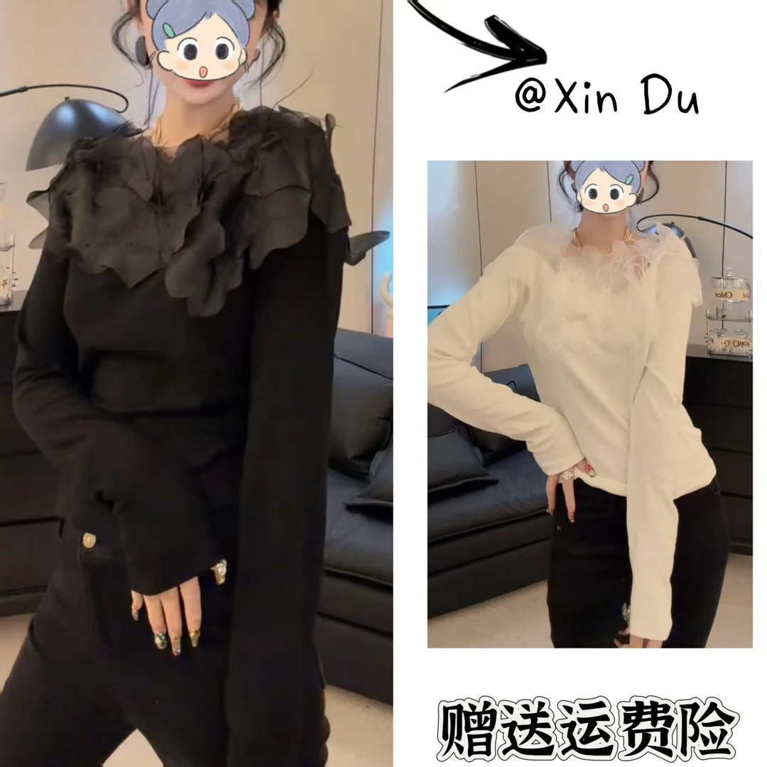 2025秋冬季新款时尚显瘦气质女士网红洋气打底衫百搭款D24014
