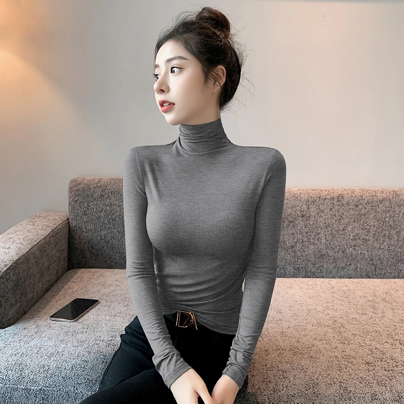 黑色高领打底衫女2025新款秋冬季德绒加厚高级感紧身螺纹黑色上衣