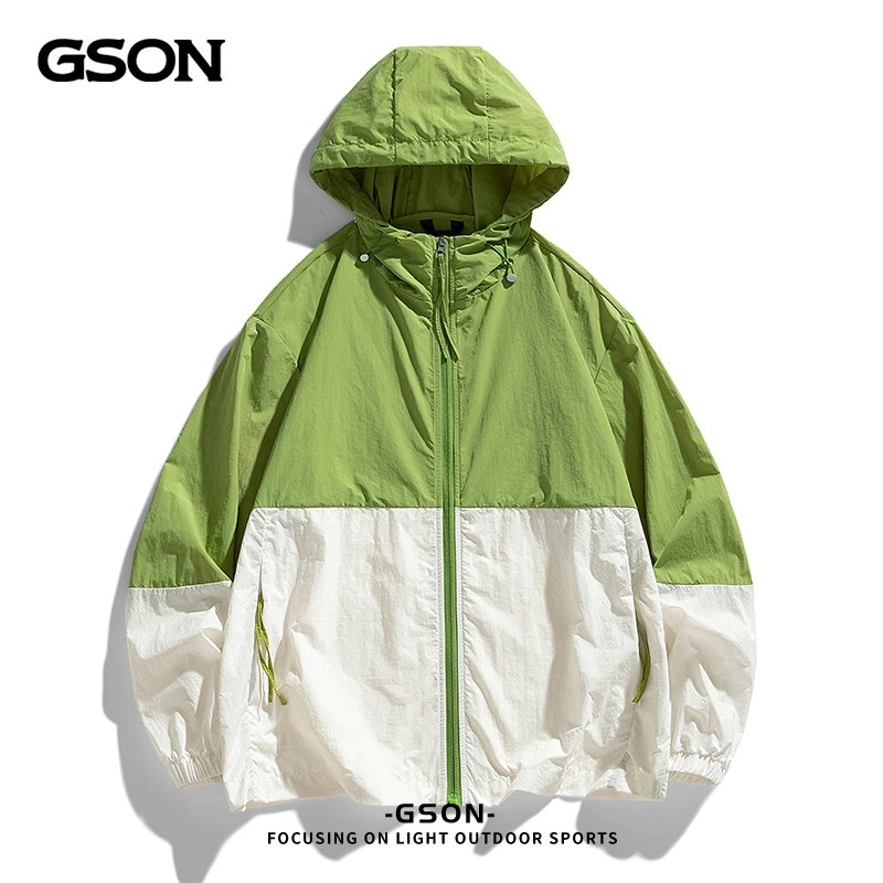 GSON夏季户外吸湿排汗速干防晒衣男女同款运动显瘦薄款条纹防晒服