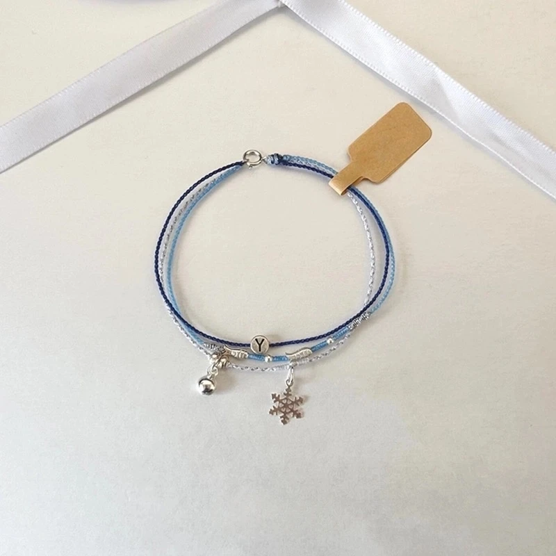 铜合金手链 圣诞雪花铃铛多层叠戴手链女时尚小众高级清冷感手饰