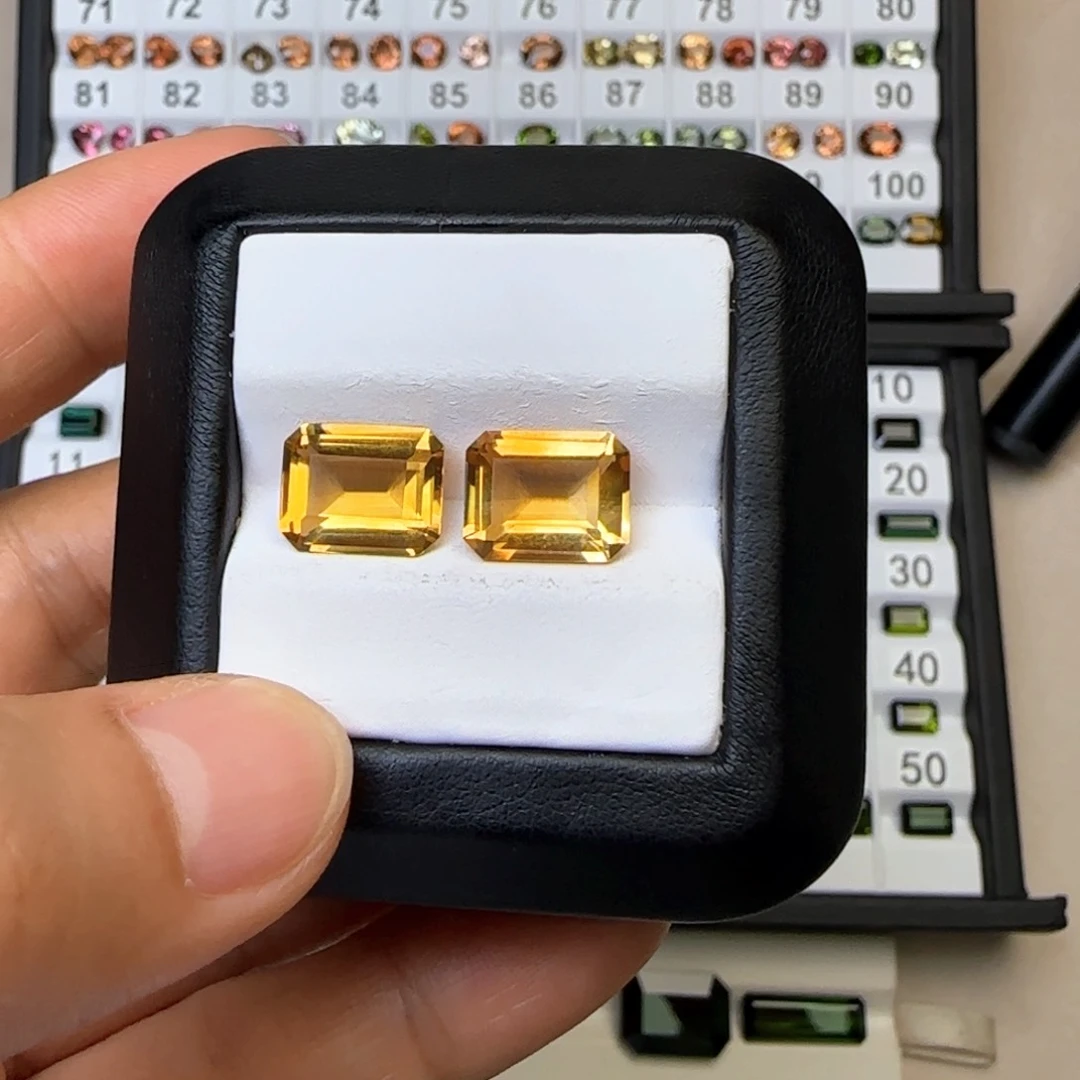 黄晶珠宝半成品未镶嵌天然 两颗6.92克拉