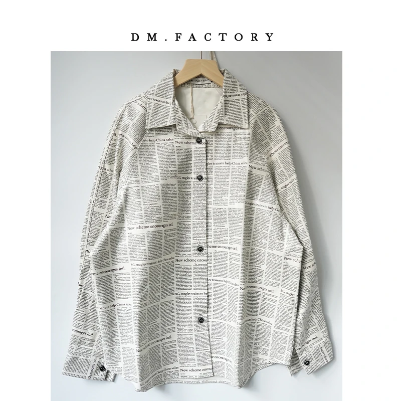 呆毛DM.FACTORY 【1.18青仓】报纸图案皮衣衬衫DMS1384