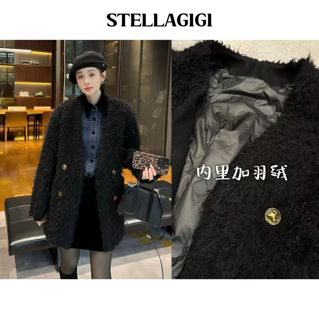 SG / 郭幂幂 AW 新年战袍 双排扣保暖毛毛羽绒外套WT-20242363