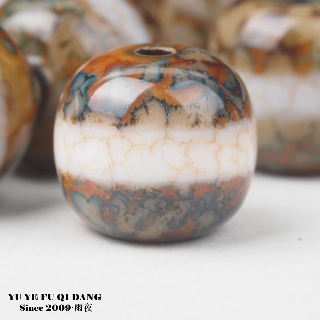 首发火龙金白天珠桶珠！猛漏巴西白芯渗透大尺寸老型桶珠配饰diy