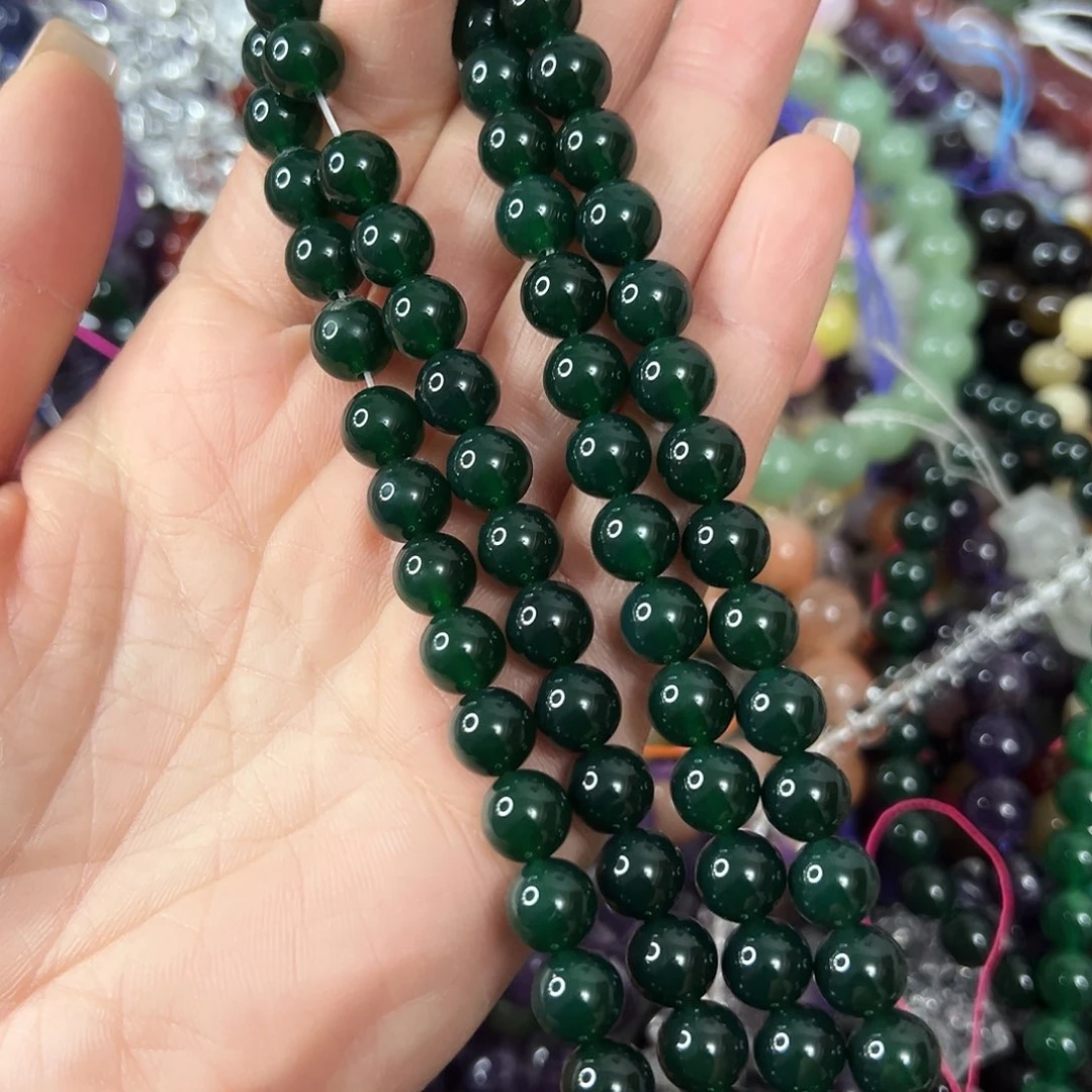 玛瑙/玉髓未镶嵌珠宝半成品，卡8祖母绿玛瑙一条