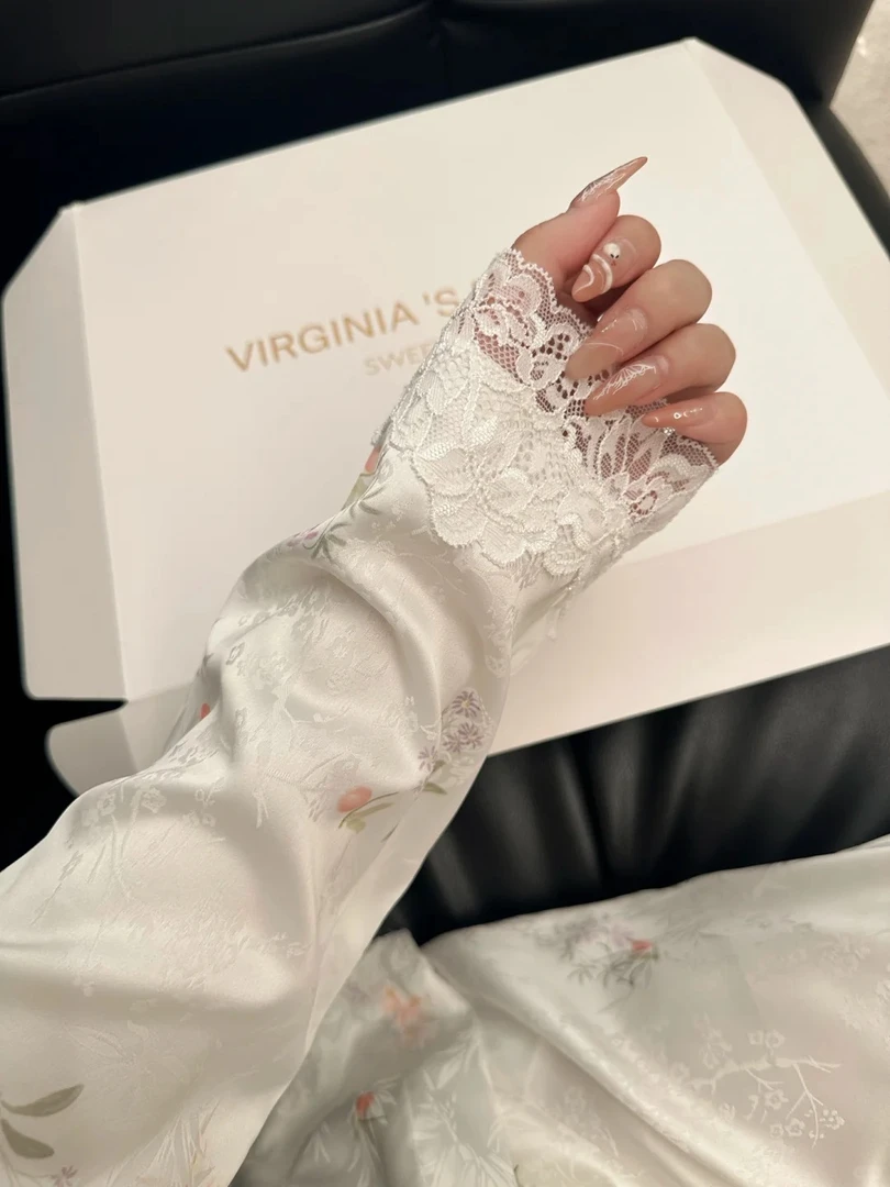 【国风新中式】国风盘扣蕾丝花边冰丝睡衣女套装春夏2025新款家居服