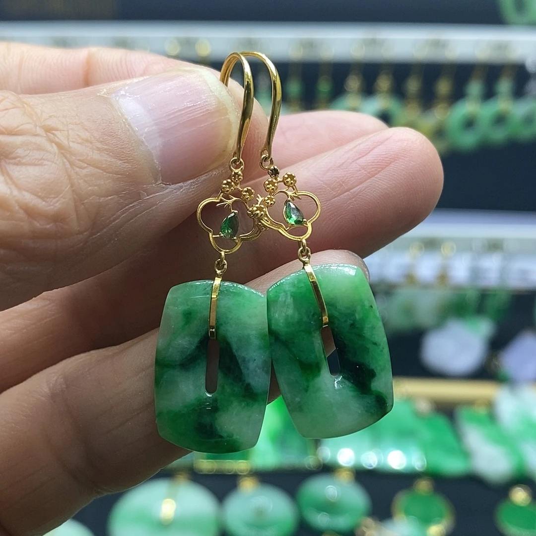 翡翠18K金镶嵌耳饰耳饰