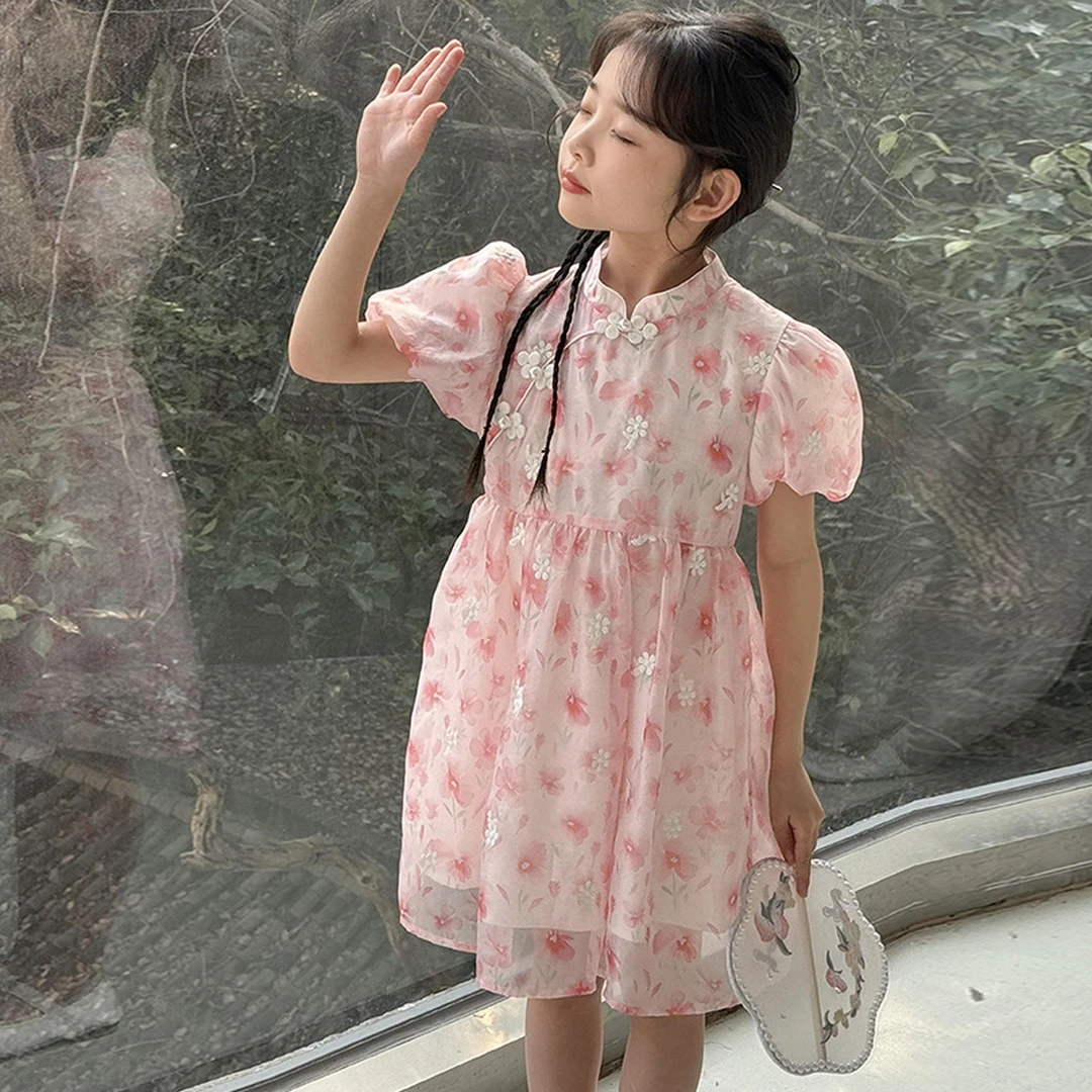 F035    新中式连衣裙2025年夏季女童中大童L520064