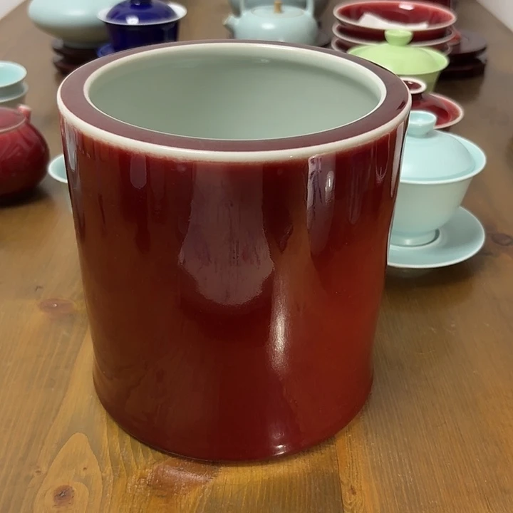 豆***甸摆件景德镇高温陶瓷笔筒