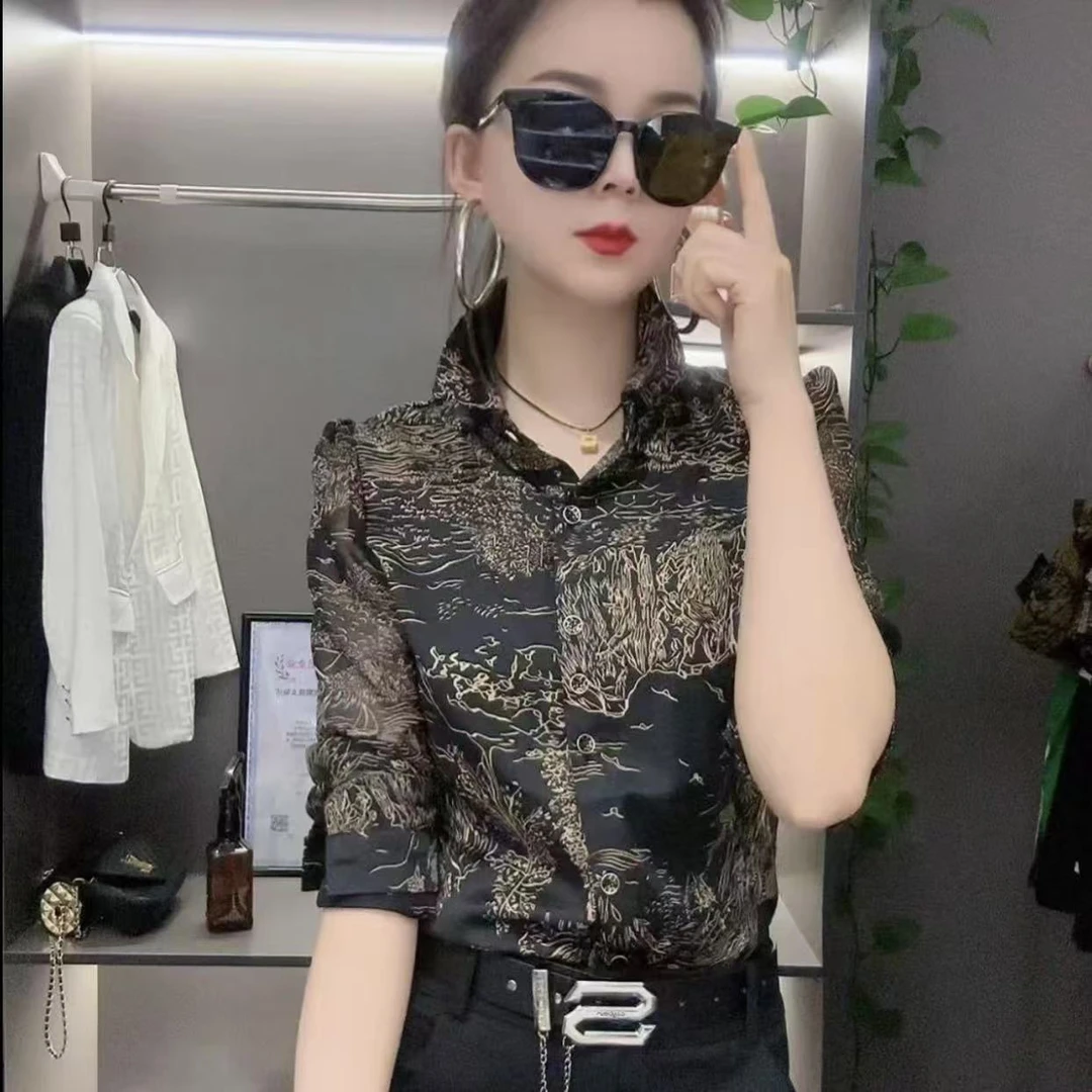 极简风长袖不起球休闲POLO领衬衫气质时尚洋气方领夏季百搭春夏