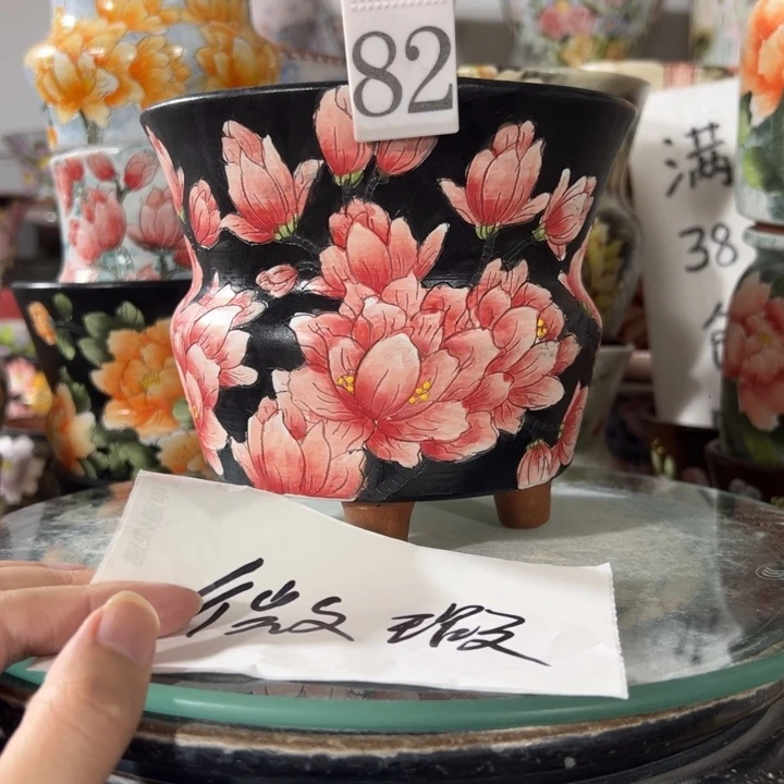 景德镇手绘花盆满38包邮偏远地区除外