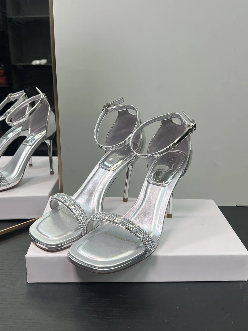 （9厘米）178-7178银色细跟高跟鞋